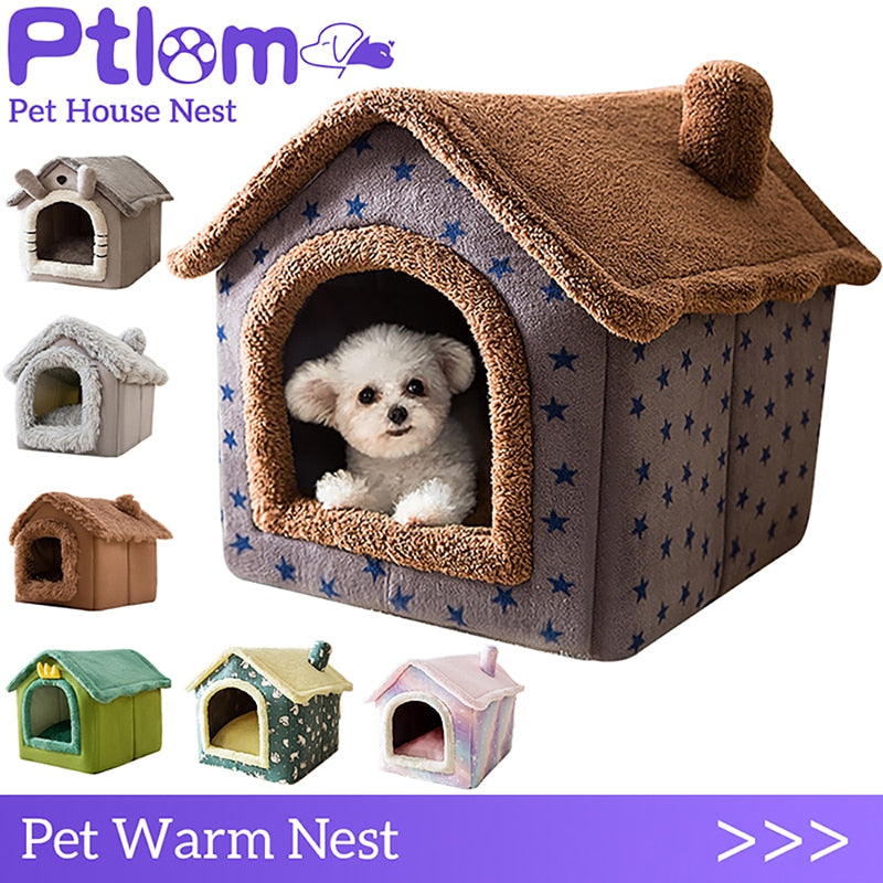 Foldable Cat Bed Pet Dog House Winter Cat Villa Sleep Kennel Removable Warm Nest Enclosed Tents Cave Sofa Pet Supplies cama gato
