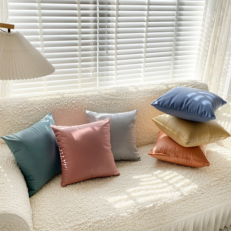 Imitation Leather Cushion Cover for Pillow PU Waterproof Decorative Cushions for Bed Cushion Covers 45*45 Home Decoration Modern