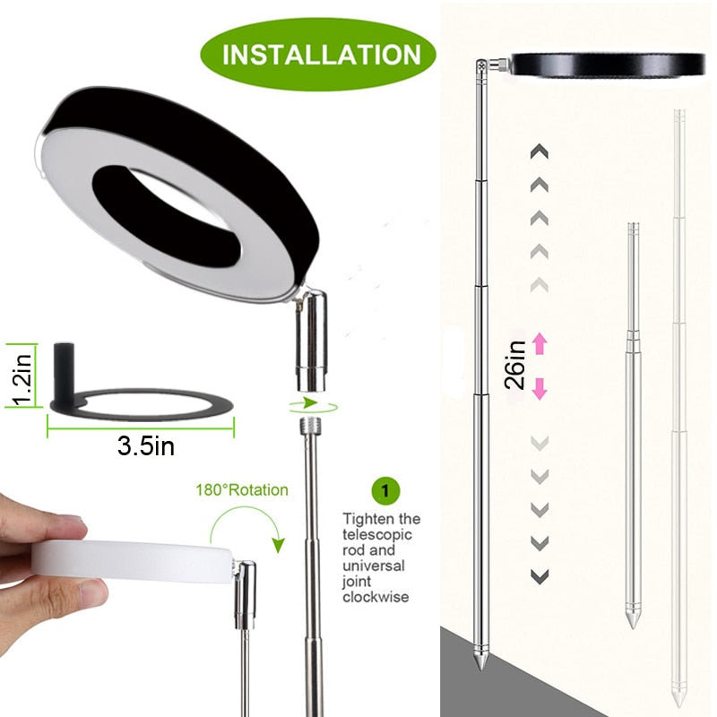 Grow Light Full Spectrum LED Plant Light for Indoor Plants Height Adjustable Growing Lamp with Timer 3/9/12H Dimmable Brightness