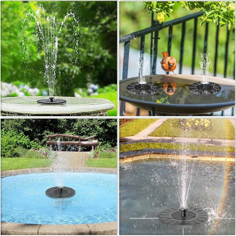Outdoor Mini Solar Water Fountain Pool Pond Waterfall Fountain Bird Bath Solar Powered Fountain Floating Water Garden Decoration
