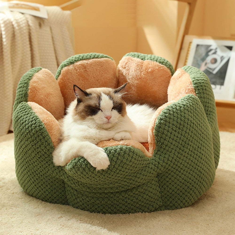 Soft Cat Nest Kennel Cat Bed Dogs Flower Shape Warm Winter Comfortable Washable Cat Cushion House for Small Dog Cat Mat