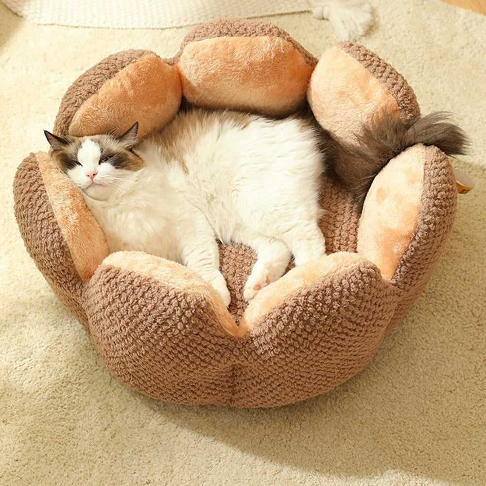 Soft Cat Nest Kennel Cat Bed Dogs Flower Shape Warm Winter Comfortable Washable Cat Cushion House for Small Dog Cat Mat
