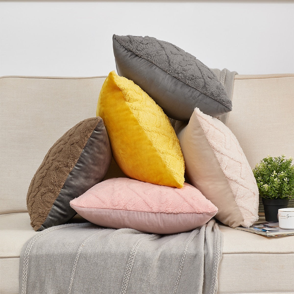 Pillowcase Decorative Home Pillows White Pink Retro Fluffy Soft Throw Pillowcover For Sofa Couch Cushion Cover 45x45 Pillow Hugs