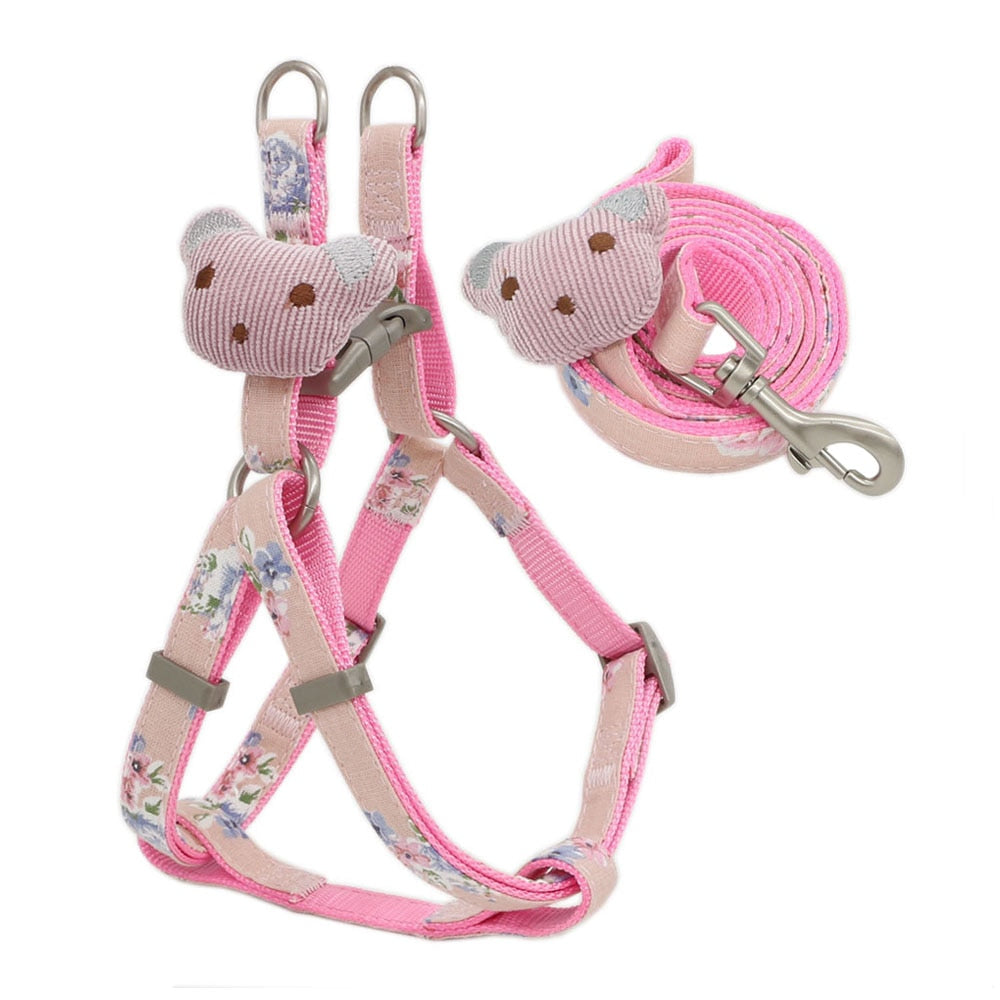 Dog Harness Leash Set Adjustable Printing Cat Harnesses for Small Medium Dogs Leashes Walking Dog Supplies