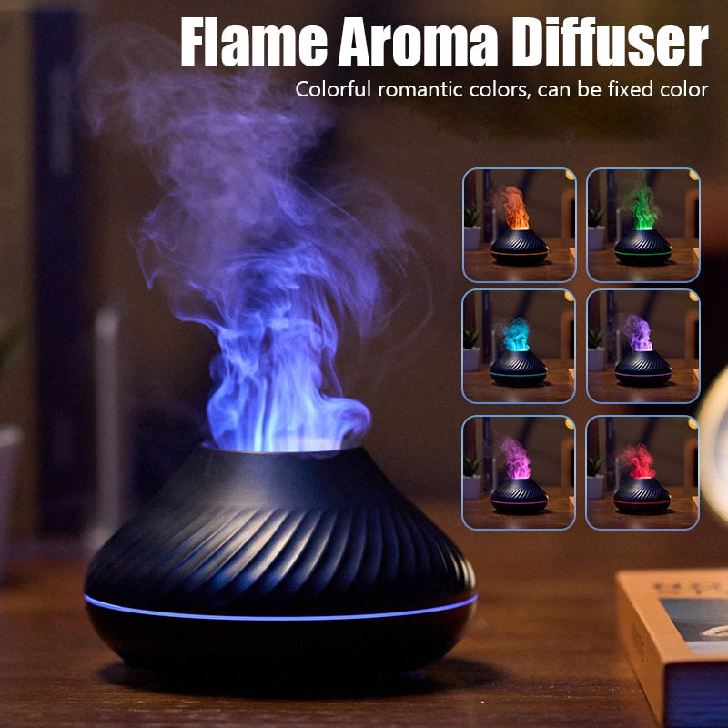 3D Colorful Flame Aroma Diffuser USB Car Aromatherapy Air Humidifier Mist Fragrance Home Ultrasonic Silent Essential Oil Difusor