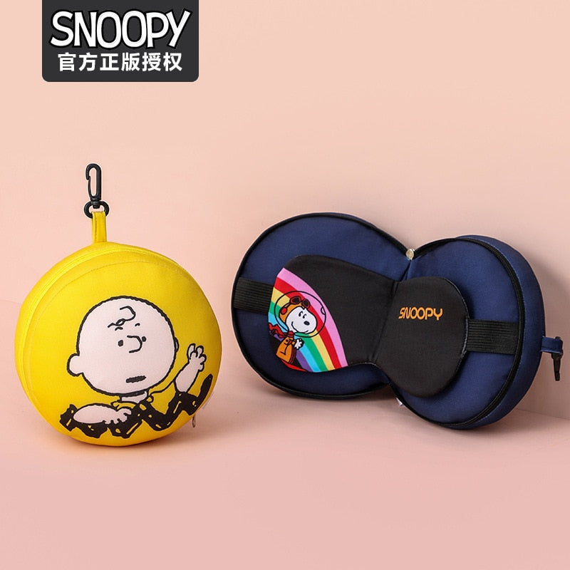 Kawaii Snoopy Anime series Cute Fashion Cartoon Pattern Portable Soft plush Neck pillow neck U-shaped pillow travel Eye wear