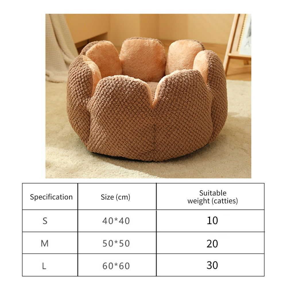 Soft Cat Nest Kennel Cat Bed Dogs Flower Shape Warm Winter Comfortable Washable Cat Cushion House for Small Dog Cat Mat