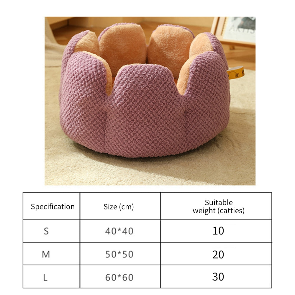 Soft Cat Nest Kennel Cat Bed Dogs Flower Shape Warm Winter Comfortable Washable Cat Cushion House for Small Dog Cat Mat