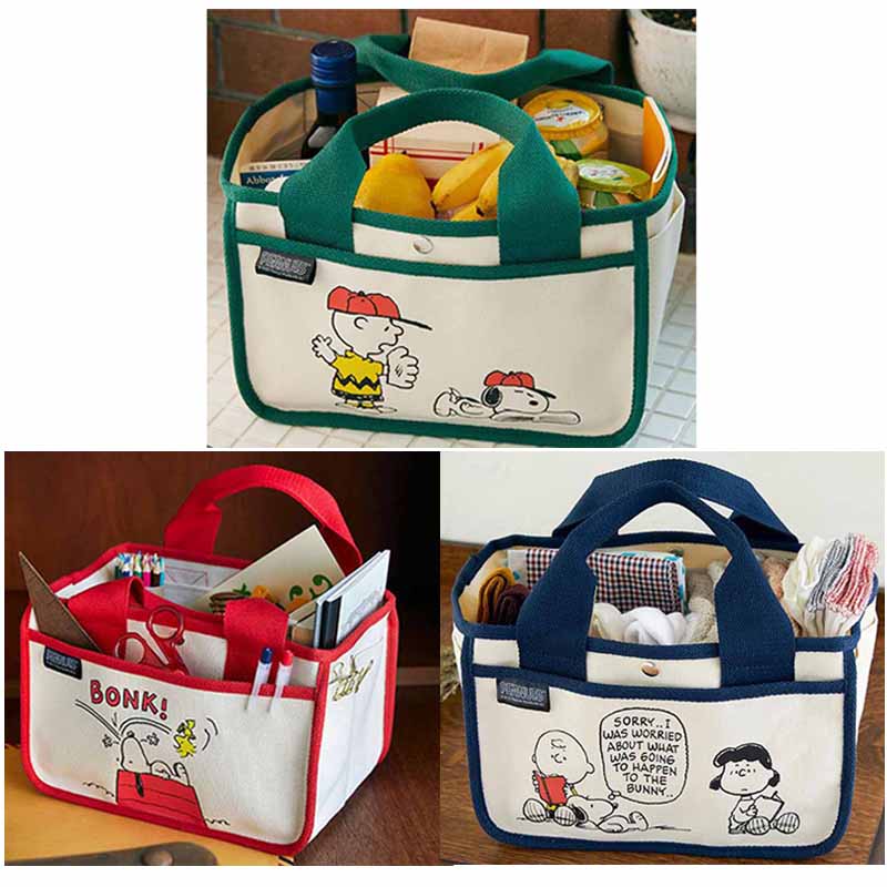 Snoopy Charlie Brown Anime Figures Cartoon Canvas Handbag Large Capacity Lunch Box