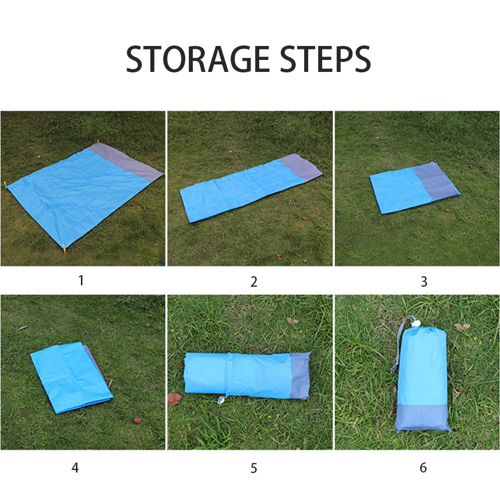 Beach Blanket Waterproof Pocket Mat, 2x2.1m/ 2x1.4m Folding Camping Mat - Portable Mat Outdoor Picnic Mat Sand Beach Mat