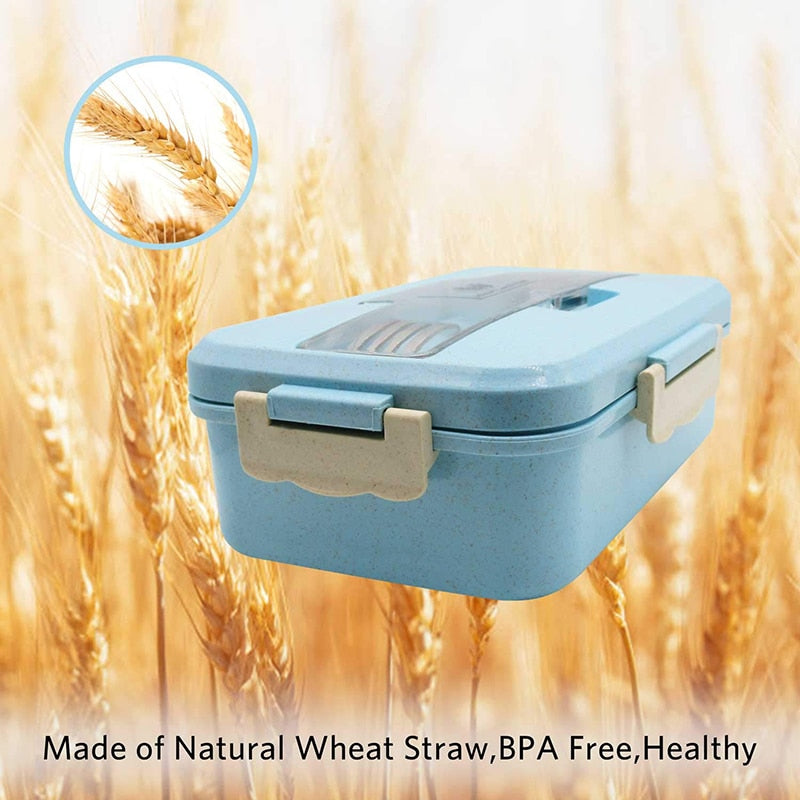 Lunch Box Food Container Bento Box Heated Lunchbox Kids Lunchbox Snack Straw Wheat Korean Sealed Student Plastic Box for Food