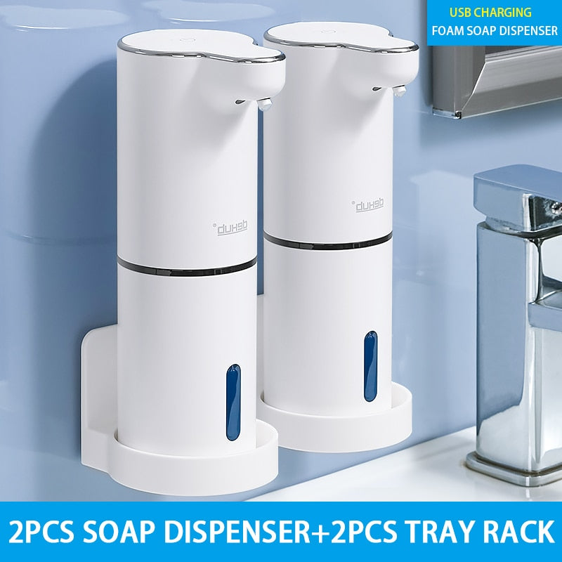 Automatic Foam Soap Dispensers Bathroom Smart Washing Hand Machine With USB Charging White High Quality ABS Material