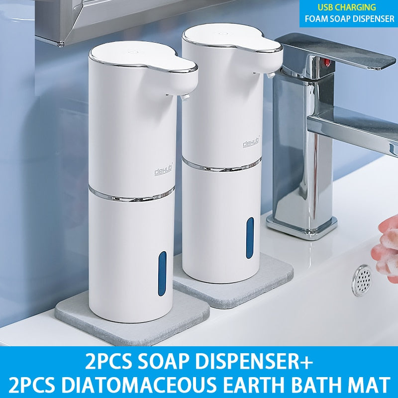 Automatic Foam Soap Dispensers Bathroom Smart Washing Hand Machine With USB Charging White High Quality ABS Material