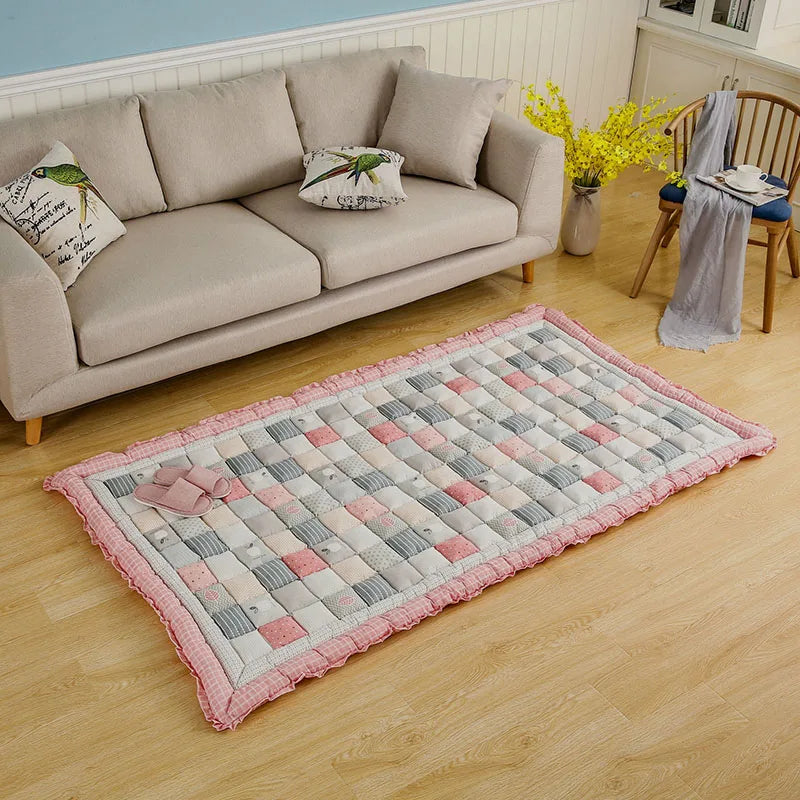 Patchwork Sofa Cushion Plaid Carpet Anti-Slip Rugs Thicken Cushion for Living Room Decor Seat Cushion Tatami Mat CHAUSUB