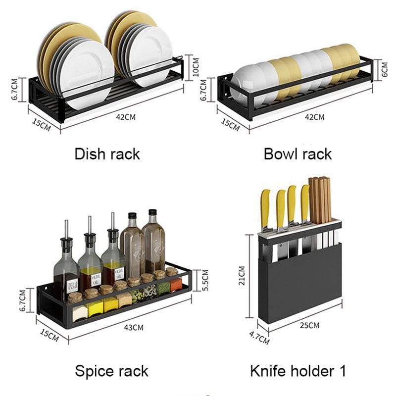 New Kitchen Organizer Storage Wall-Mount Spice Rack Stainless Steel Shelves