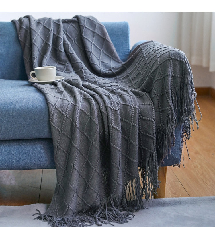 Inya Throw Blanket Textured Solid Soft Sofa Couch Bed Cover Decorative Nordic Knitted Blanket Weighted Christmas Decor Plaids