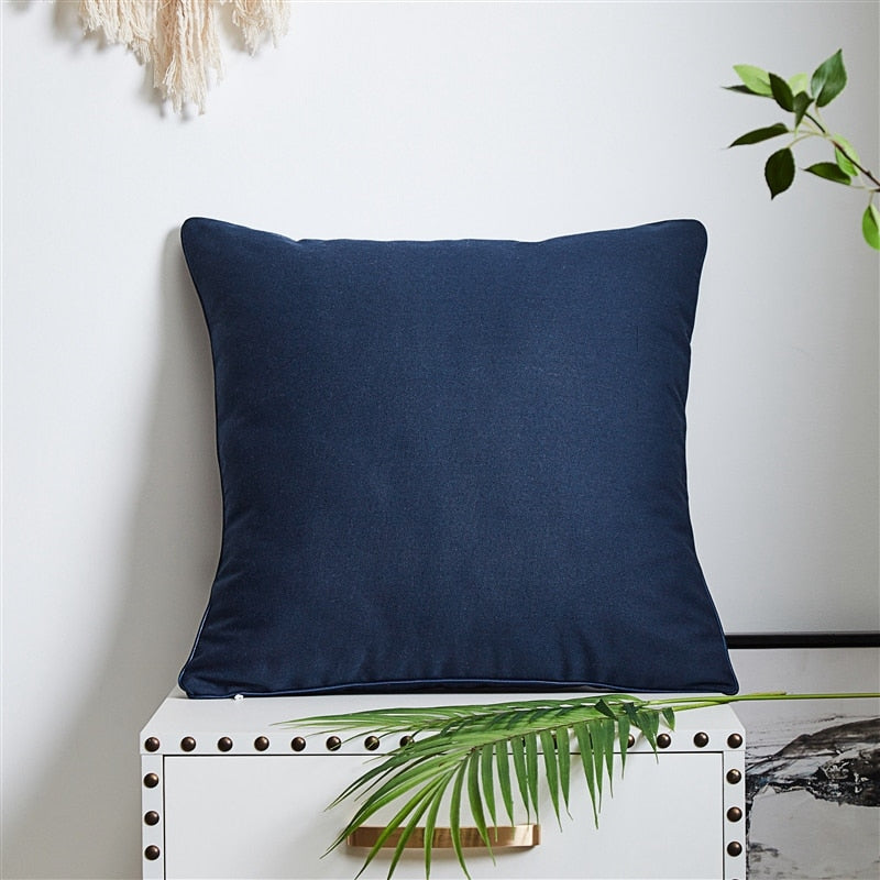 Navy Blue Cushion Cover 45x45cm Sea Starfish Coastal Decoration Pillow Cover Yellow for Living Room Bed Room Hello Sunshine