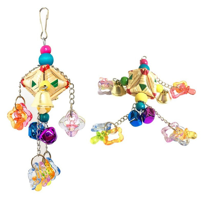 Parrots Bird Toys And Bird Accessories For Pet Toy Swing Stand Budgie Parakeet Cage Colorful Beads Bells Chew Swing Toys