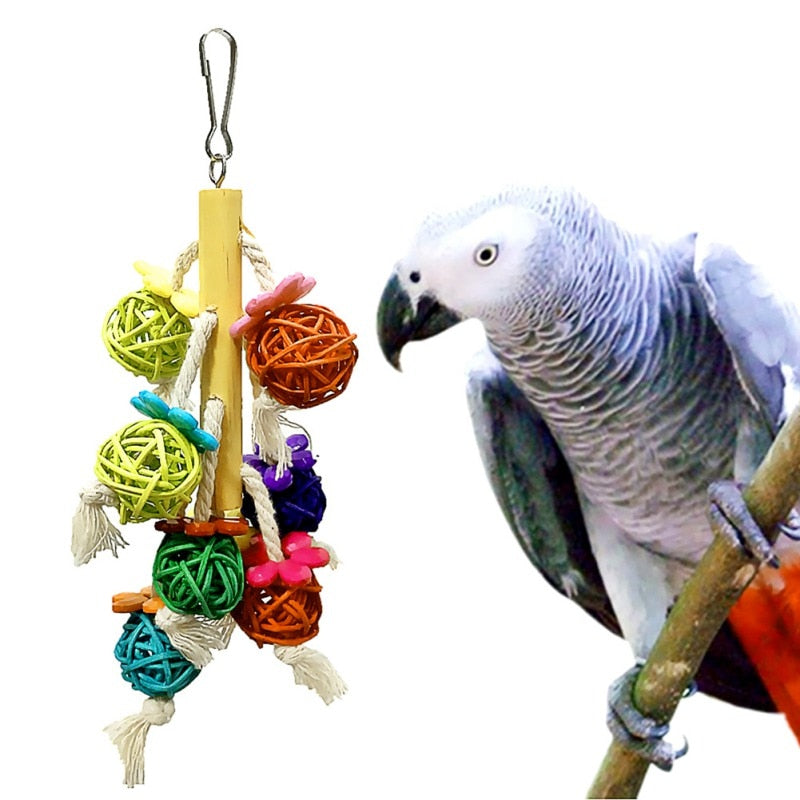 Parrots Bird Toys And Bird Accessories For Pet Toy Swing Stand Budgie Parakeet Cage Colorful Beads Bells Chew Swing Toys