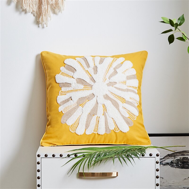 Navy Blue Cushion Cover 45x45cm Sea Starfish Coastal Decoration Pillow Cover Yellow for Living Room Bed Room Hello Sunshine