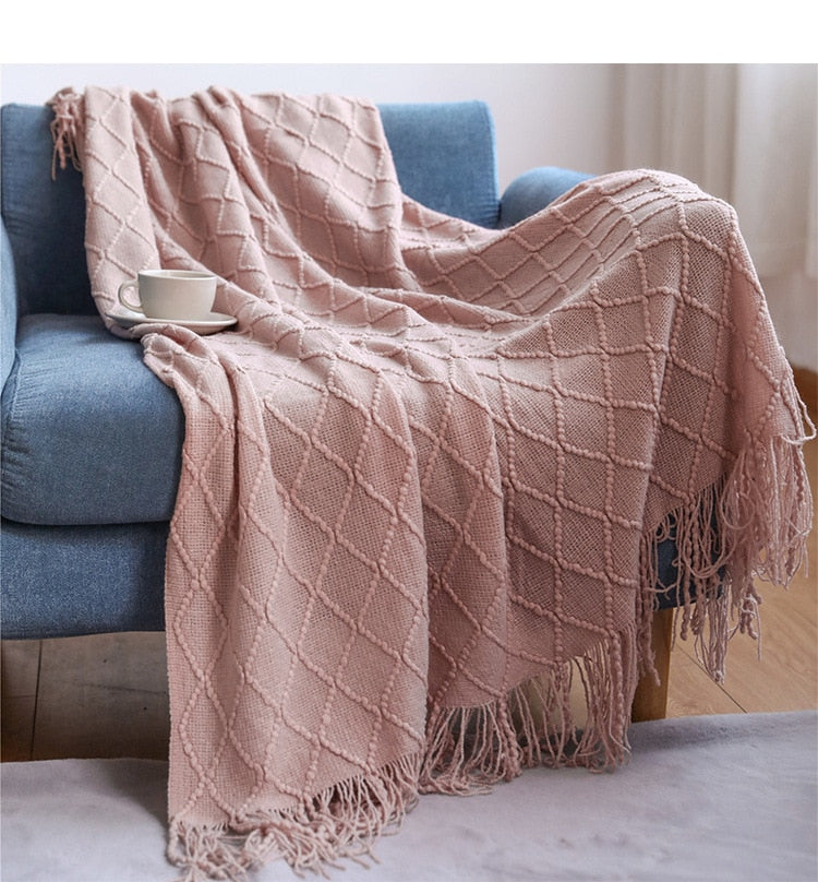 Inya Throw Blanket Textured Solid Soft Sofa Couch Bed Cover Decorative Nordic Knitted Blanket Weighted Christmas Decor Plaids