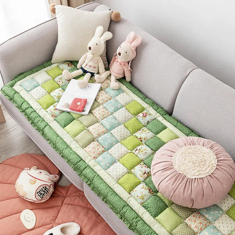 Patchwork Sofa Cushion Plaid Carpet Anti-Slip Rugs Thicken Cushion for Living Room Decor Seat Cushion Tatami Mat CHAUSUB