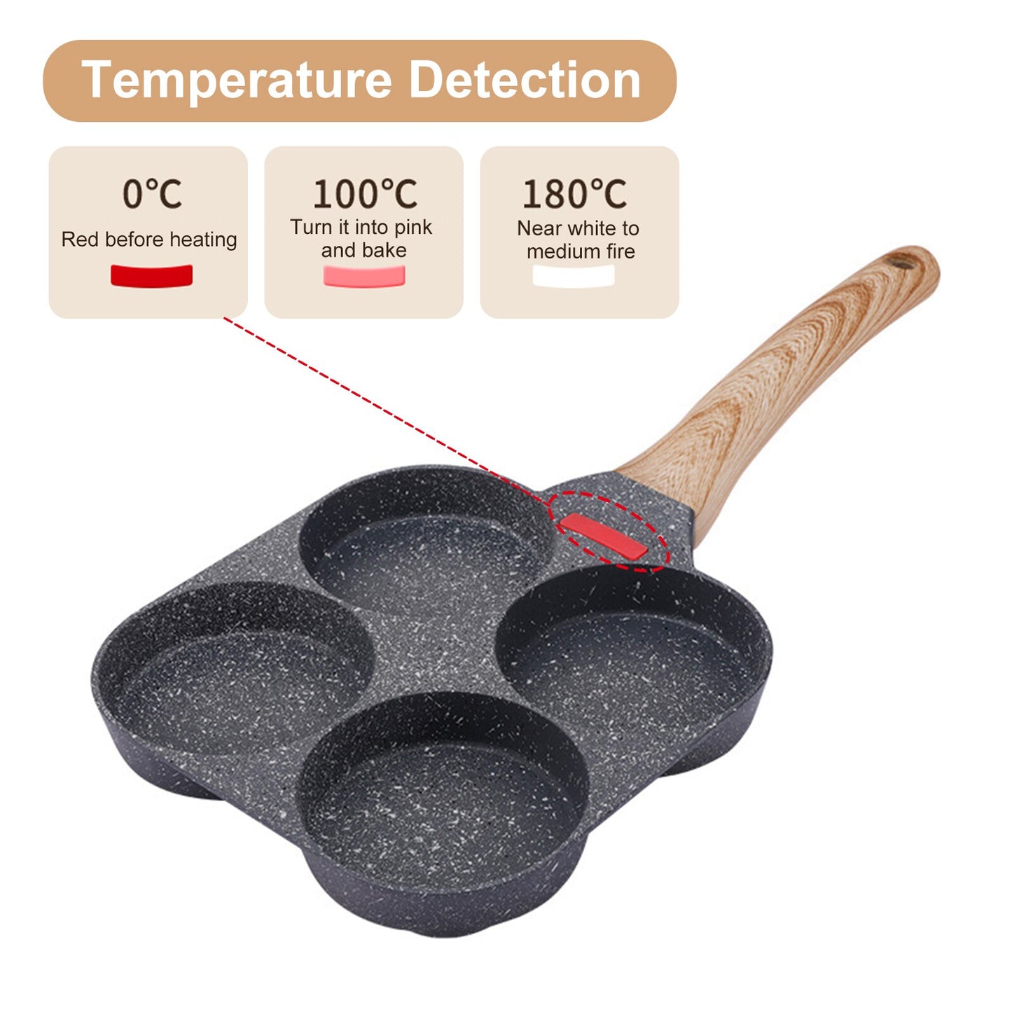 4 Holes Frying Pot Pan Thickened Omelet Pan Non-Stick Egg Pancake Steak Pan Cooking Egg Ham Breakfast Maker Kitchen Cookware