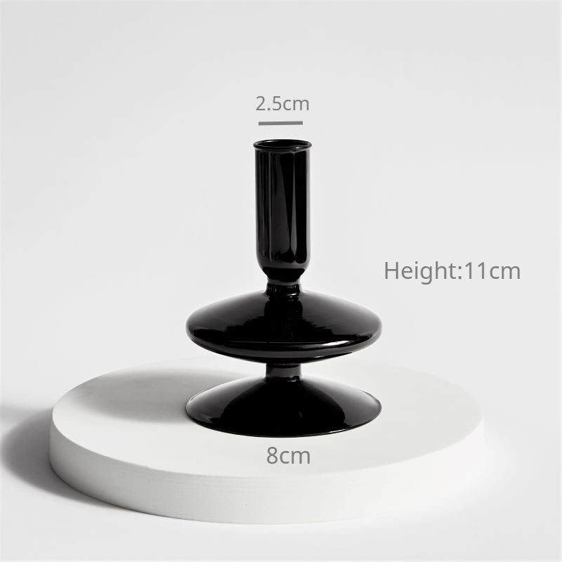 Creative Hydroponic Glass Black Candlestick Glass Vase Candle Stand Desktop Decor Home Decoration Art Nordic Home