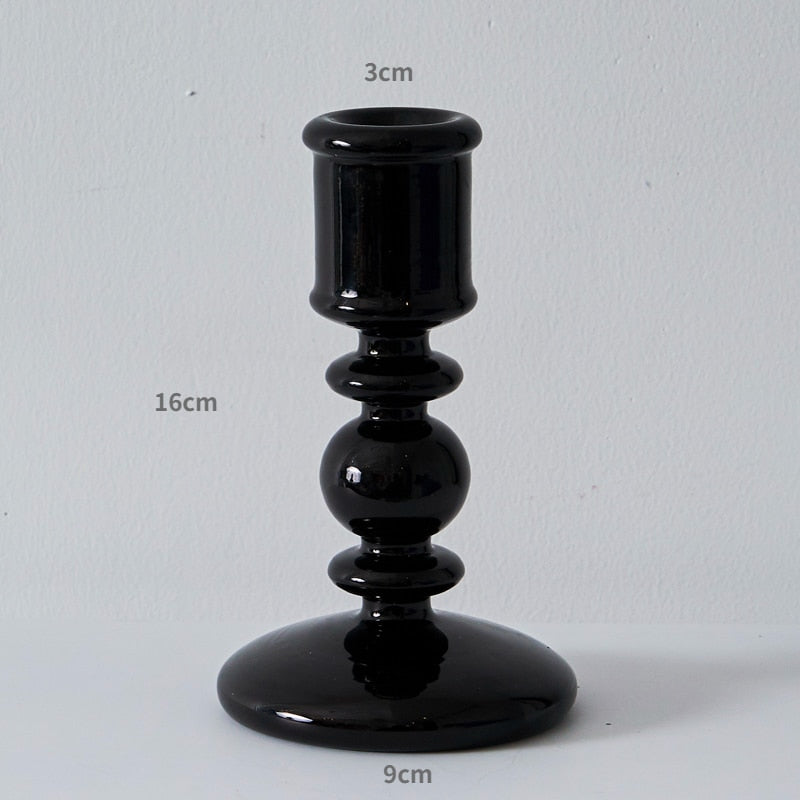 Creative Hydroponic Glass Black Candlestick Glass Vase Candle Stand Desktop Decor Home Decoration Art Nordic Home