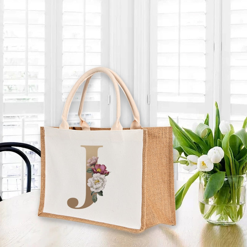 A To Z Letter Print Shopping Bag - The Corinne Collection