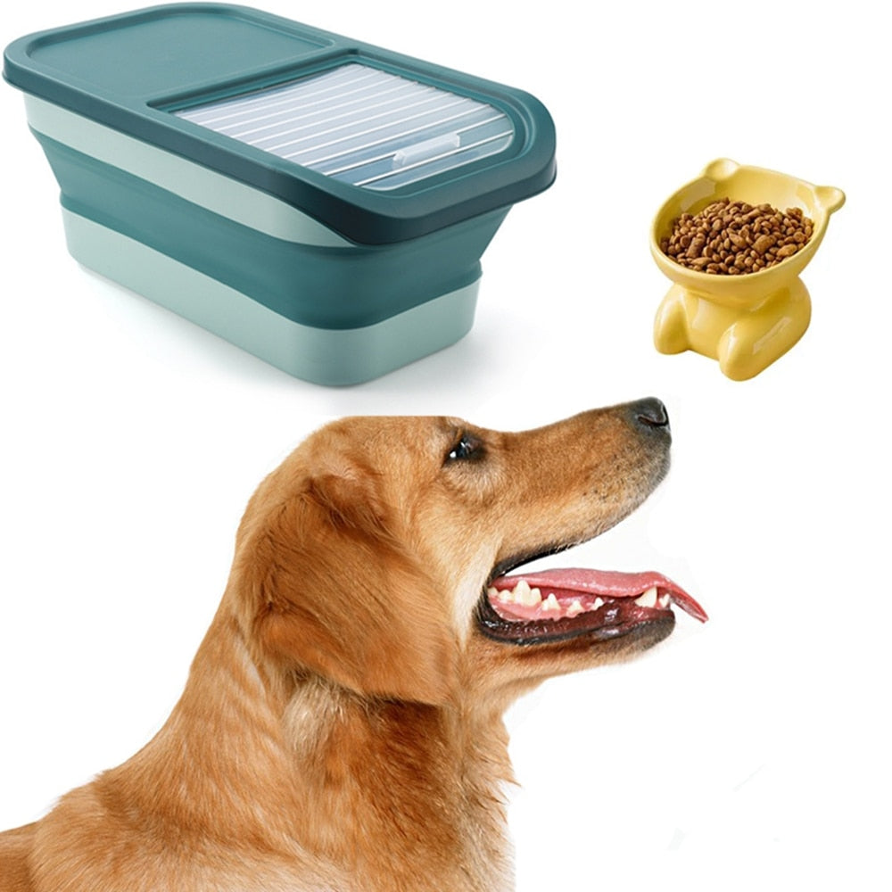 Collapsible Pet Food Container with Lids