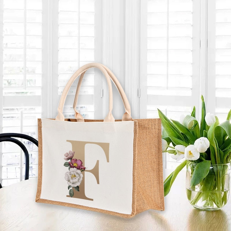 A To Z Letter Print Shopping Bag - The Corinne Collection