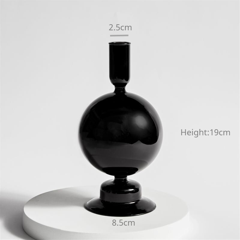 Creative Hydroponic Glass Black Candlestick Glass Vase Candle Stand Desktop Decor Home Decoration Art Nordic Home