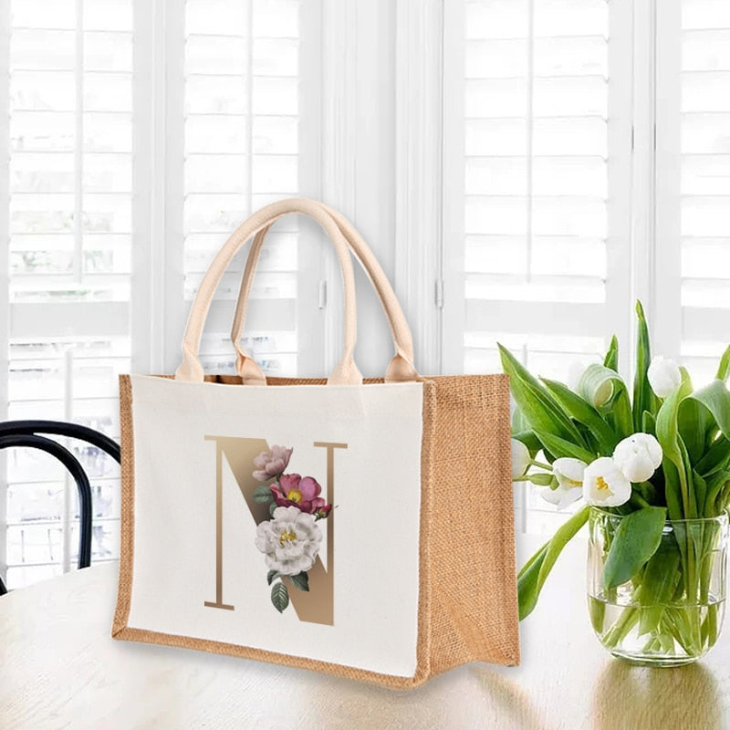 A To Z Letter Print Shopping Bag - The Corinne Collection