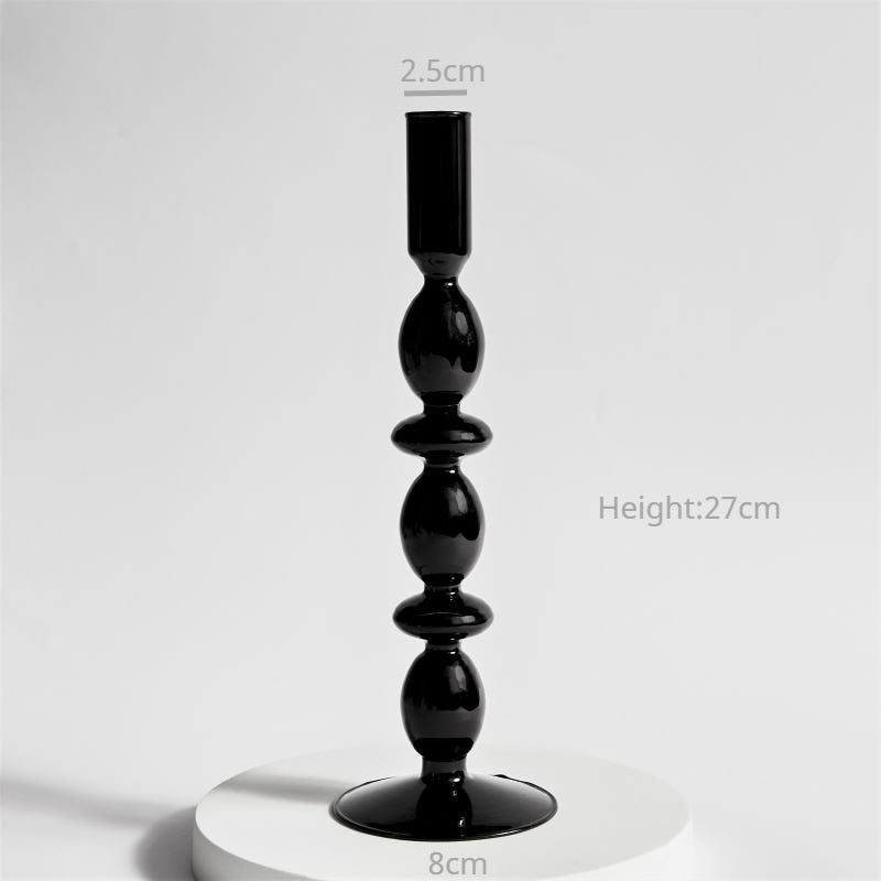 Creative Hydroponic Glass Black Candlestick Glass Vase Candle Stand Desktop Decor Home Decoration Art Nordic Home