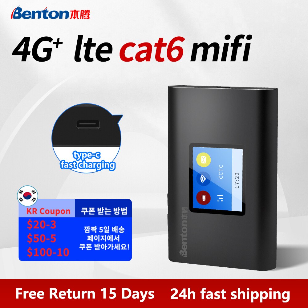 Benton Wireless Router Unlock Mifi Portable Modem 4G+ Lte Cat 6 300Mbps Outdoor Pocket Wifi Hotspot With Sim Card Slot