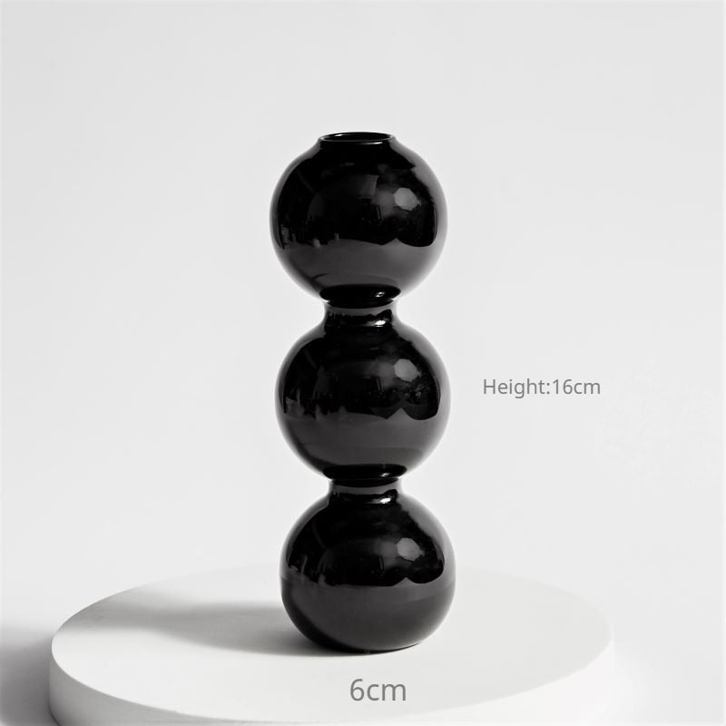 Creative Hydroponic Glass Black Candlestick Glass Vase Candle Stand Desktop Decor Home Decoration Art Nordic Home