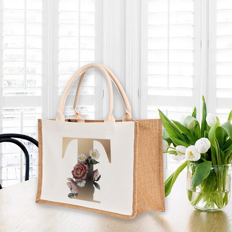 A To Z Letter Print Shopping Bag - The Corinne Collection