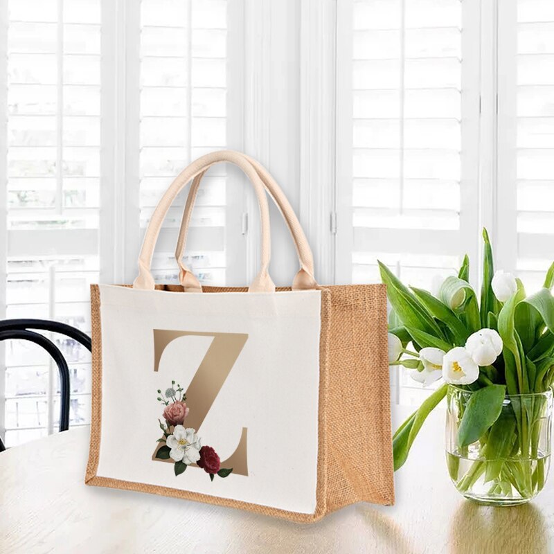 A To Z Letter Print Shopping Bag - The Corinne Collection