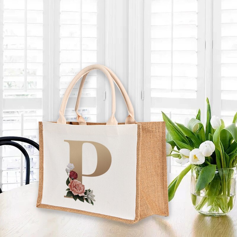 A To Z Letter Print Shopping Bag - The Corinne Collection