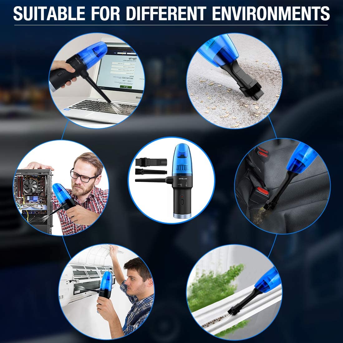 Upgraded Cordless Electric Compressed Air Duster -Blower & Vacuum 2-in-1,Replaces Canned Air Spray Cleaner for Computer Keyboard