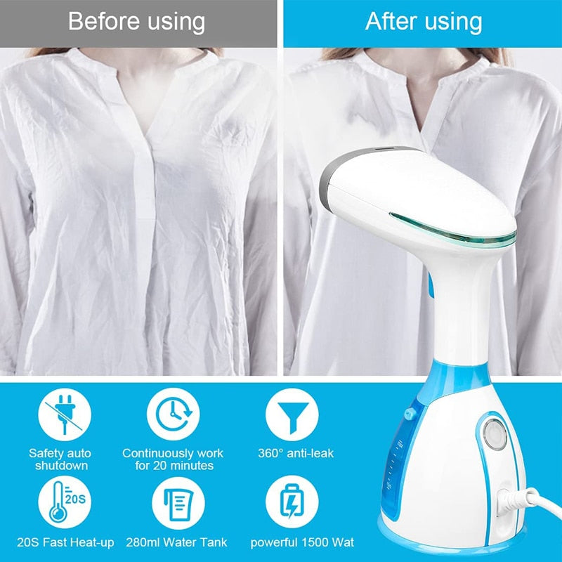 Steamer Iron for Clothes Handheld Garment Steamer 1500W Mini Portable Travel