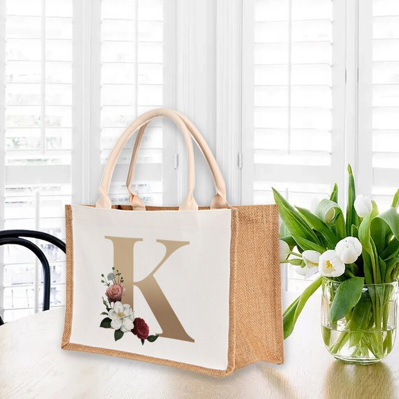 A To Z Letter Print Shopping Bag - The Corinne Collection