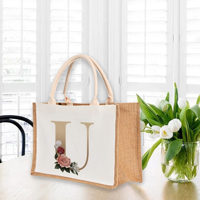 A To Z Letter Print Shopping Bag - The Corinne Collection