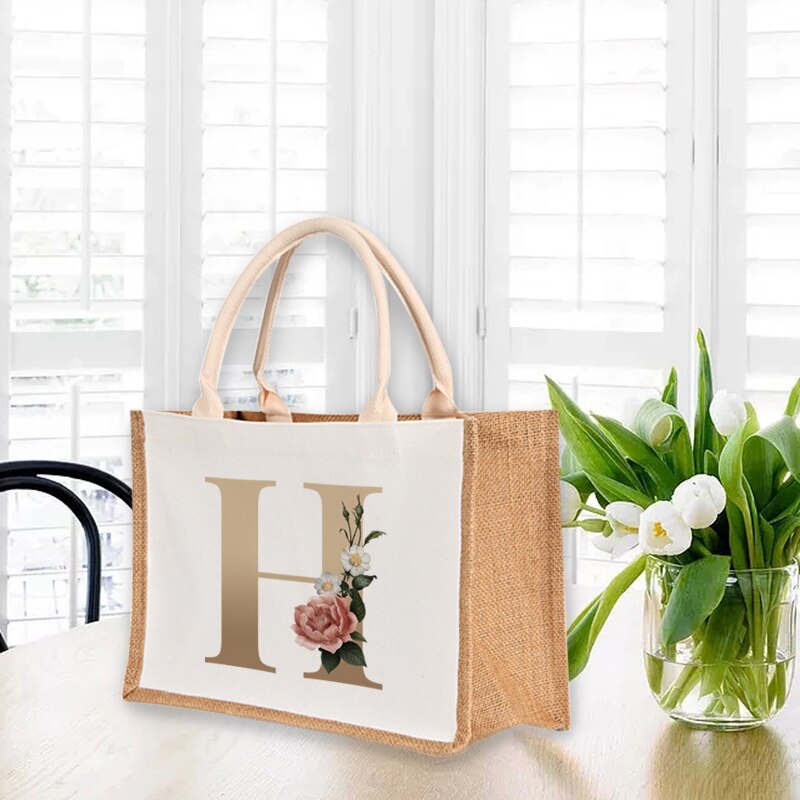 A To Z Letter Print Shopping Bag - The Corinne Collection