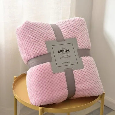 Blankets for Beds Solid Yellow Color Soft Warm 300GSM Plaid Square Flannel Blanket On the Bed Thickness Throw Blanket