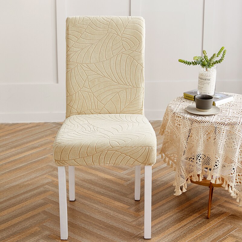 Chair Cover Jacquard For Dinning Room Leaf Pattern Chair Slipcover