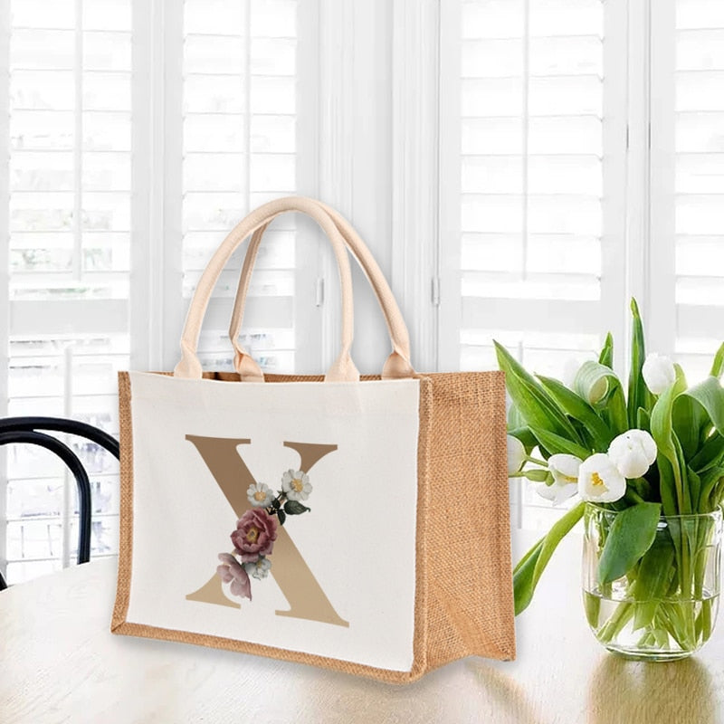 A To Z Letter Print Shopping Bag - The Corinne Collection