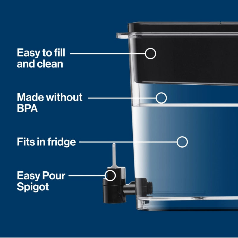 Brita Ultramax Polystyrene 27-Cup Black Water Filter Dispenser, with Elite Filter