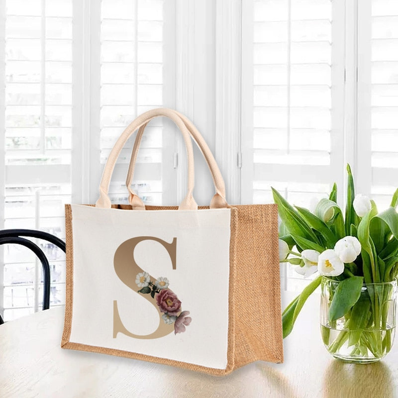 A To Z Letter Print Shopping Bag - The Corinne Collection